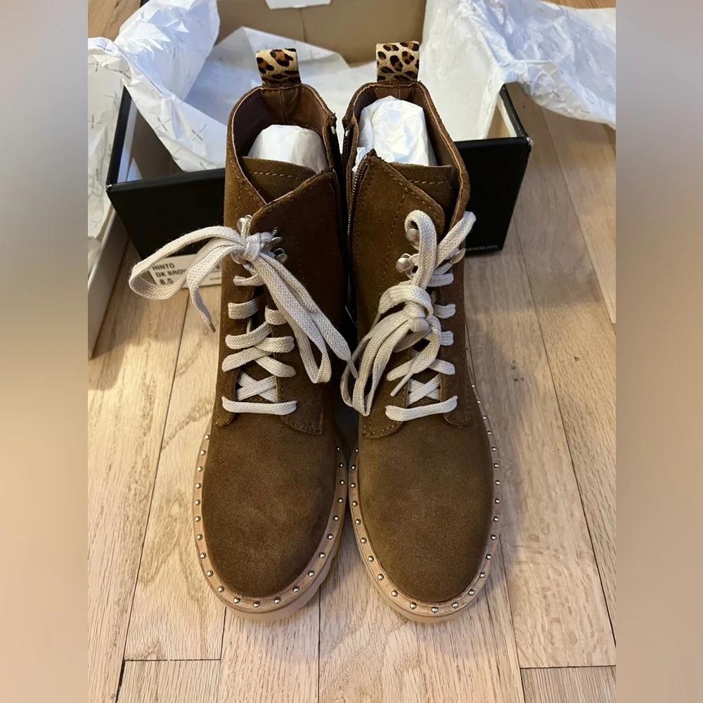 Dolce Vita‎ Womens Brown Hinto Lace Up Ankle Boots Suede 8.5 New in Box